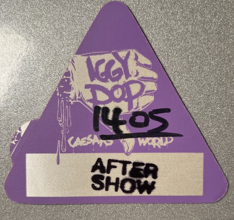 Iggy Pop Backstage Pass. Caesar’s World Tour. Chicago Show. Mint. Rare.