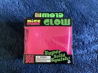 PINK Schylling NeeDoh Nice Cube Glow in Dark Solid Squish Cube AUTHENTIC