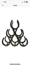 Black Metal Horse Shoe Wine Rack 6 Bottle Rack Real Genuine Horseshoes Western