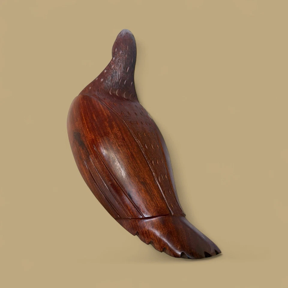 Boneco vintage esculpido à mão madeira pato marrom escuro madeira maciça decoração para casa - Imagem 4 de 4