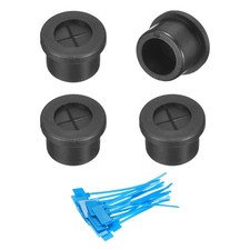 4Pcs Cable Cord Grommet, 9/16"(14mm) Rubber Grommets with Cable Ties, Black