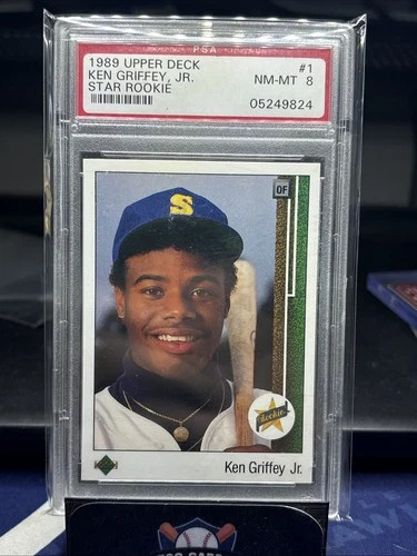 PSA 8 BASEBALL CARD 1989 UPPER DECK HOF ROOKIE KEN GRIFFEY JR SEATTLE MARINERS