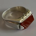 Gent’s Men’s Sterling Silver Vintage Carnelian Gemstone Signet Ring Size R 1/2