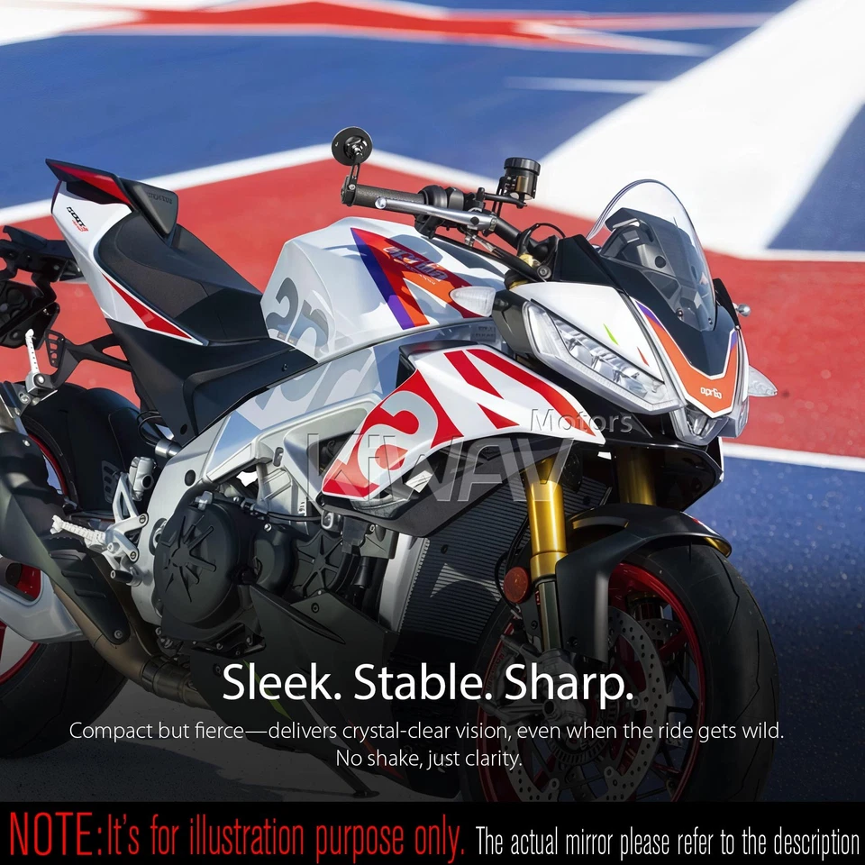 Espejo de extremo de barra x 1 redondo Orbii negro se adapta a Moto Guzzi Audace V9 roscado OEM barra Foto 4 de 4