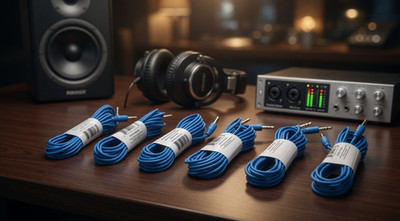 6 Pcs / Blue 3.5mm Male to Male AUX Cable BL443 1:1 Audio Connection.