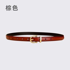 Genuine Unisex leather Waist Belt Punk Jeans Coats Waistband Gold Pin Buckle