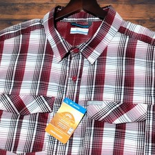 Columbia Kestrel Trail Shirt Men's Large Lite Plaid Short Sleeve Omni-Shade Tech