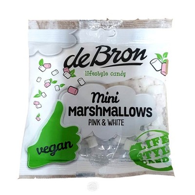 75g De Bron Lifestyle Candy Mini Marshmallows Vegan Pink & White Gluten Free