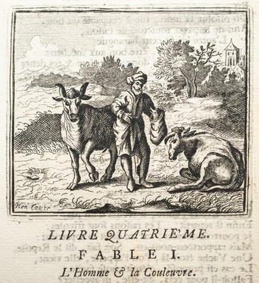 Fabeln de la Fontaine Undankbarkeit Kupferstich Henrik Cause Passepartout 1728