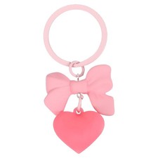 Cute Bow Heart Keychain for Women for Handbag Light Pink