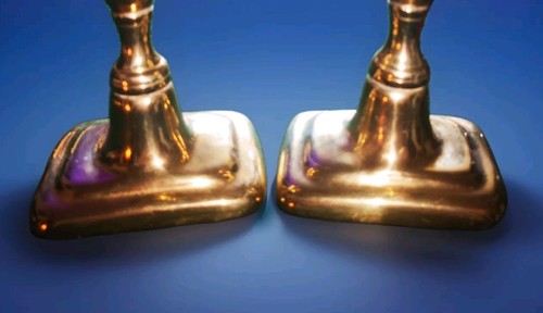 Antique Pair Beautiful Georgian Brass Candlesticks Rare Style - Picture 7 of 9