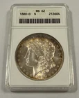 1880-O Morgan Silver Dollar $1 ANACS MS62 Nicely Toned in Old Soapbox Holder