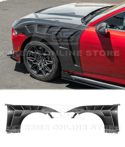 GTD Style Carbon Fiber Pair Front Side Vented Fender For 24-Up Ford Mustang S650