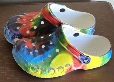 Crocs Classic Unisex  Starburst Tie Dye Slip On Rubber Clogs Size  M 5/W 7