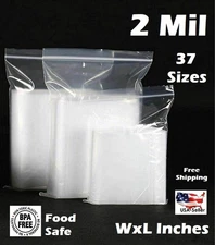 Clear Zip Seal Top Lock Plastic Bags 2Mil Reclosable Jewelry Zipper Pill Baggies