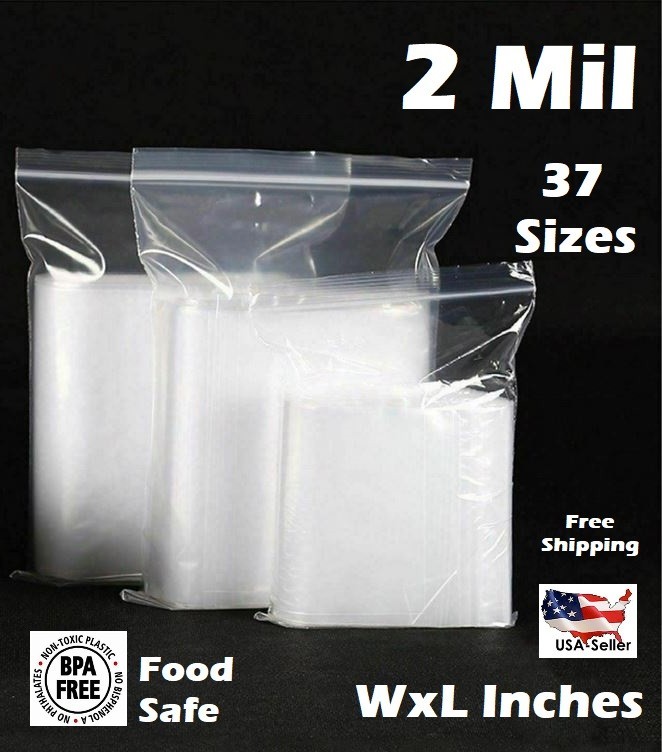 Clear Zip Seal Top Lock Plastic Bags 2Mil Reclosable Jewelry Zipper Pill Baggies