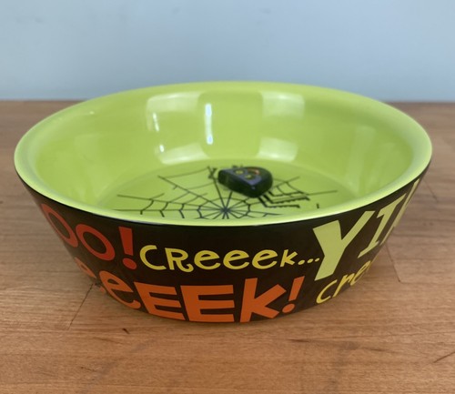 Plato de caramelo de Halloween Hallmark de 6 pulgadas 3D tela de araña Yikes Eek Boo Bowl decoración 2009 - Imagen 2 de 9