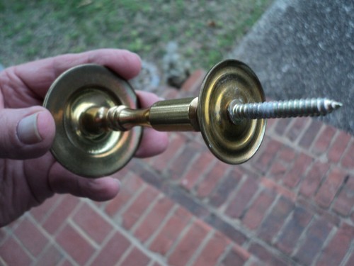 5 - Vintage Brass Medallion Round Curtain Tie Backs 4” long 2 /3/8" Diameter - Picture 7 of 10