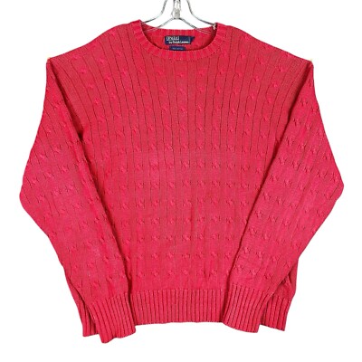 ★★POLO RALPH LAUREN★★ Cable knit cotton sweater red MNPO Cable-Knit Cotton Polo Sweater