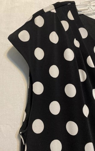 Ronni Nicole Dress Black White Polka Dot Size 12 Faux Wrap Sleeveless New - Picture 3 of 10