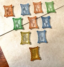 10 Antique Czech Colored Cut Glass Open Salts Signed