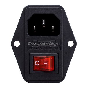 AC 250V 10A 3 Terminal Black Red Power Socket with Fuse Holder AC 250V 10A 3 Terminal Black Red Power Socket with Fuse Holder