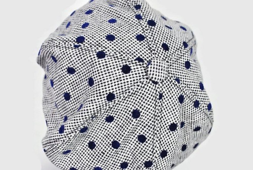 New Kangul Fred Segal Dotted Navy Woven Beret With Detachable Bow M - Picture 5 of 14