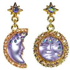 KIRKS FOLLY GODDESS SEAVIEW MOON ASYMETRIC PIERCED EARRINGS TWILIGHT PURPLE GT