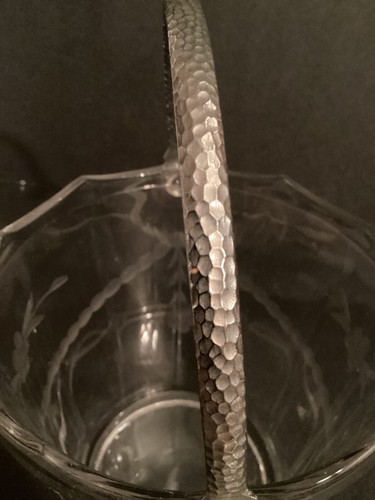 VINTAGE 1930's SIGNED CAMBRIDGE DECAGON W/ CUT GLASS DECORATION ICE BUCKET - Picture 4 of 7