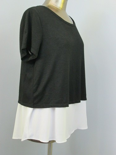 Apt 9 Black Blouse Womens Size L Chest 43 2Fer White Underside 217-21872 - Imagen 4 de 7