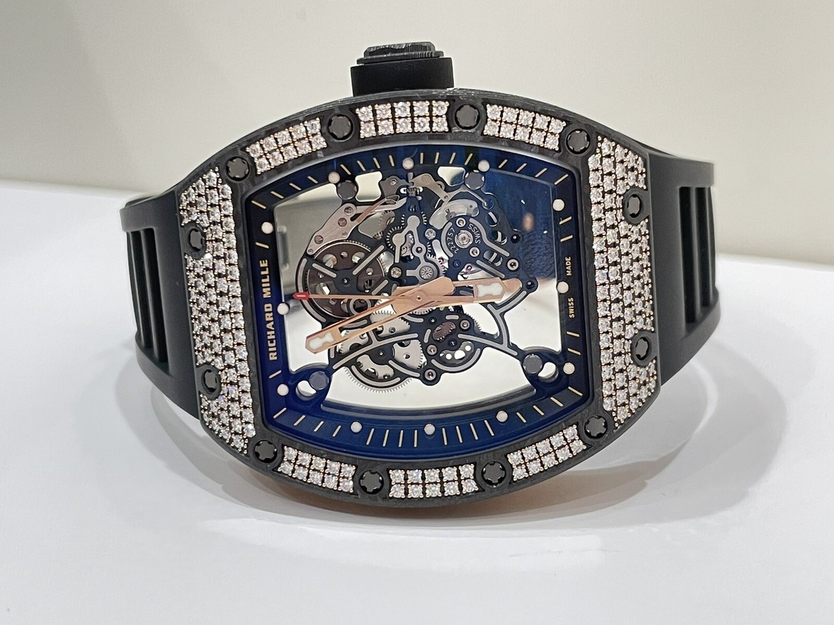 アイドル S-5 RM055 carbon New Richard Mille RM055 ROSE GOLD CARBON TPT Diamond Set