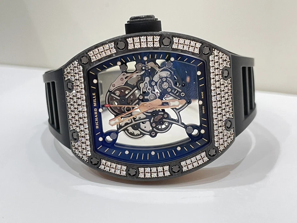 Nuevo Richard Mille RM055 ORO ROSA CARBONO TPT Juego de Diamantes Bubba Watson Limited Foto 4 de 4