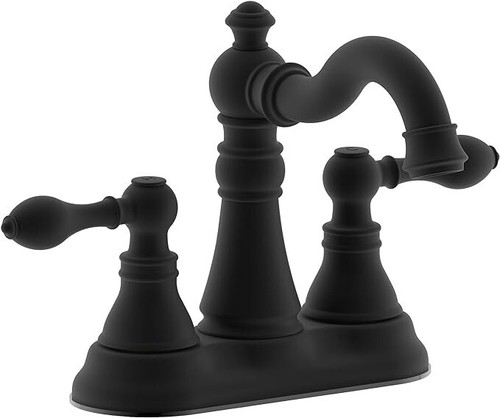 Bathroom Sink Faucet Centerset Matte Black 3 Hole Two Handle With Drain Derengge