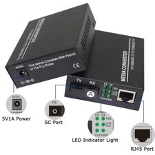 XMSJSIY Fiber Ethernet Media Converter, Single-Mode 10/100Base-TX to 100Base-FX