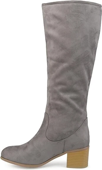 Botas Brinley para mujer de tacón de madera apiladas de gamuza sintética de pantorrilla ancha talla 8,5 grises Foto 2 de 4