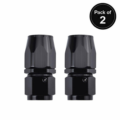 10AN Black Straight Swivel Hose End Fitting CPE Oil Fuel Line Aluminum 2 Set