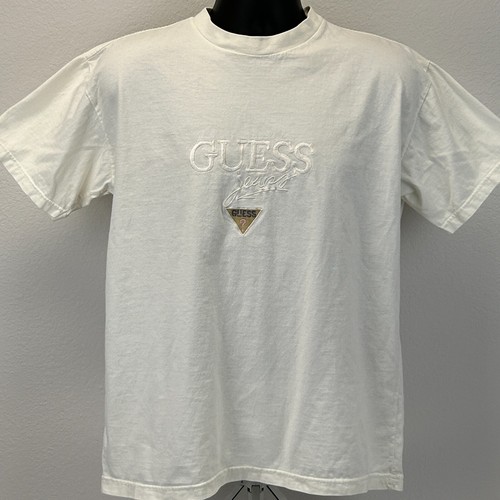 Guess Jeans Georges Marciano T Shirt Mens L Large Made In USA Embroidered White - 第 2/6 張圖片
