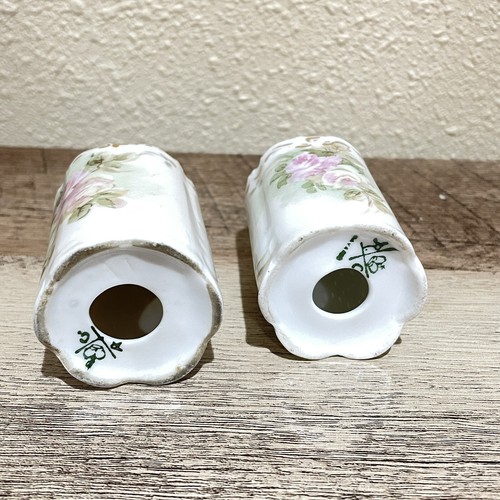 Rosenthal Continental Pink Roses Green Leaves Gold Scroll Salt and Pepper Shaker - Picture 6 of 10