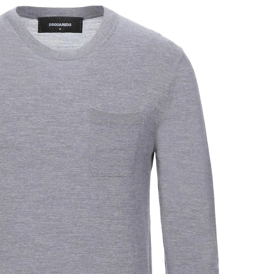 DSQUARED2 Jumper Crew Neck Wool Sweater Mens Grey Size S - RP £375.00 - Image 3 of 4