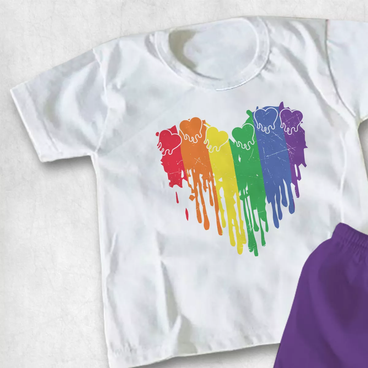 Gay Pride Hearts Paint drip Children s Kid s T shirt Top Pride Month Rainbow