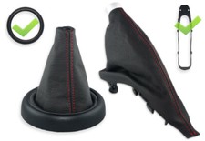 SCHALTMANSCHETTE HANDBREMSSACK FUR MINI COOPER R50 NATURLEDER NAHT ROT + RAHMEN 