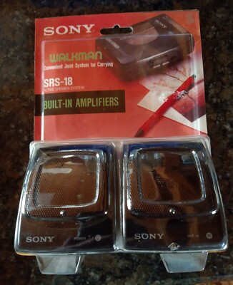 VTG Sony SRS-18 Powered Speakers With Amplifier Walkman Discman RARE NOS