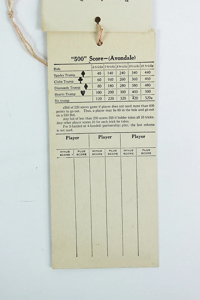 Cartão de contagem de ponte década de 1920 brownie litografia cor 2 peças 5,25 x 2,5 polegadas - Imagem 3 de 4