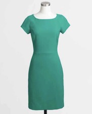 J. Crew Factory Size 4 Green Crepe Short Sleeve Dress