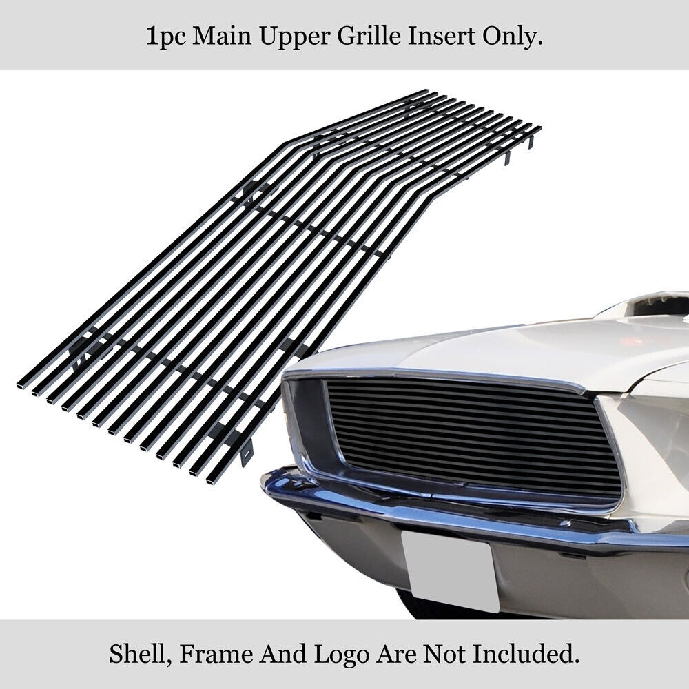 Fits 1967-1968 Ford Mustang Upper Stainless Steel Black Billet Grille Insert