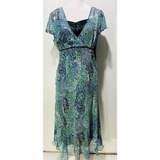 Charter Club silk dress VTG Y2K peasant sheer empire waist babydoll women 8p