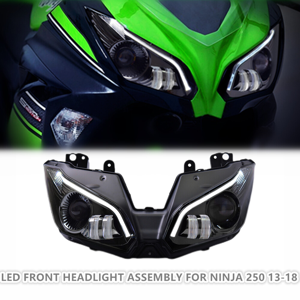1X LED Headlight Assembly for Kawasaki Ninja 250 13-18 Motorcycle