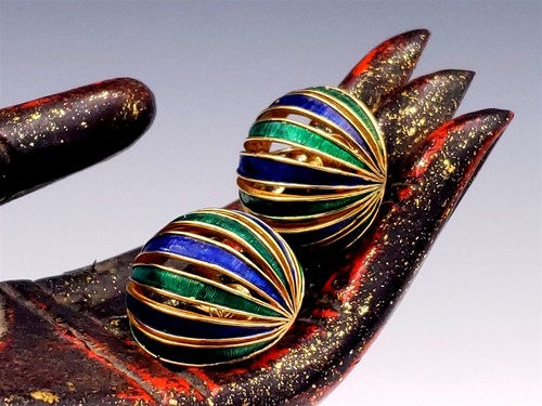 Boucher Gold Peacock - Classic Clip Earrings - Picture 2 of 19