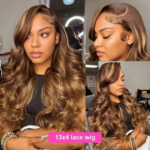 Highlight Ombre Body Wave Curly 13x4 13x6 Hd Lace Front Human Hair Wig for Woman - Picture 7 of 15