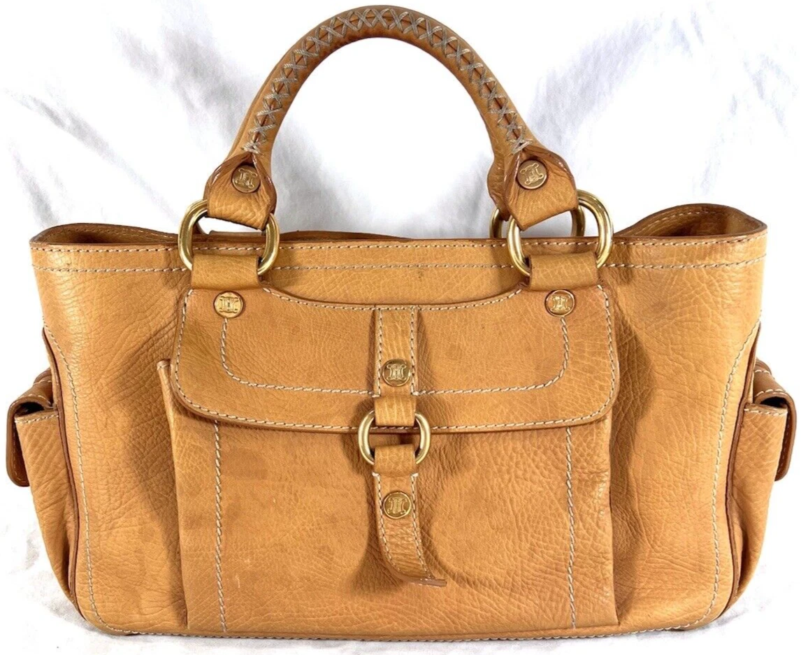 Celine Triomphe Bag Medium Triomphe Tan in Coated Canvas with Gold-tone - US